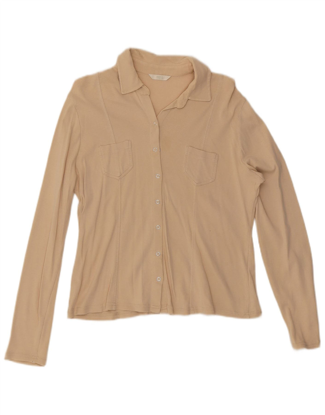 Marks & Spencer Womens Shirt Blouse UK 14 Medium Beige