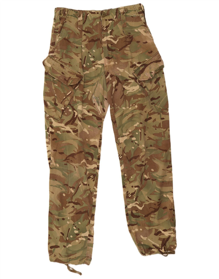 Vintage Mens Straight Cargo Trousers W30 L32 Khaki Camouflage Polyester