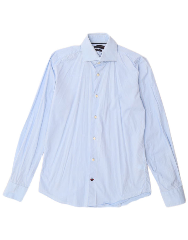 Tommy Hilfiger Mens Slim Fit Shirt Size 37 14 1/2 Small Blue Cotton