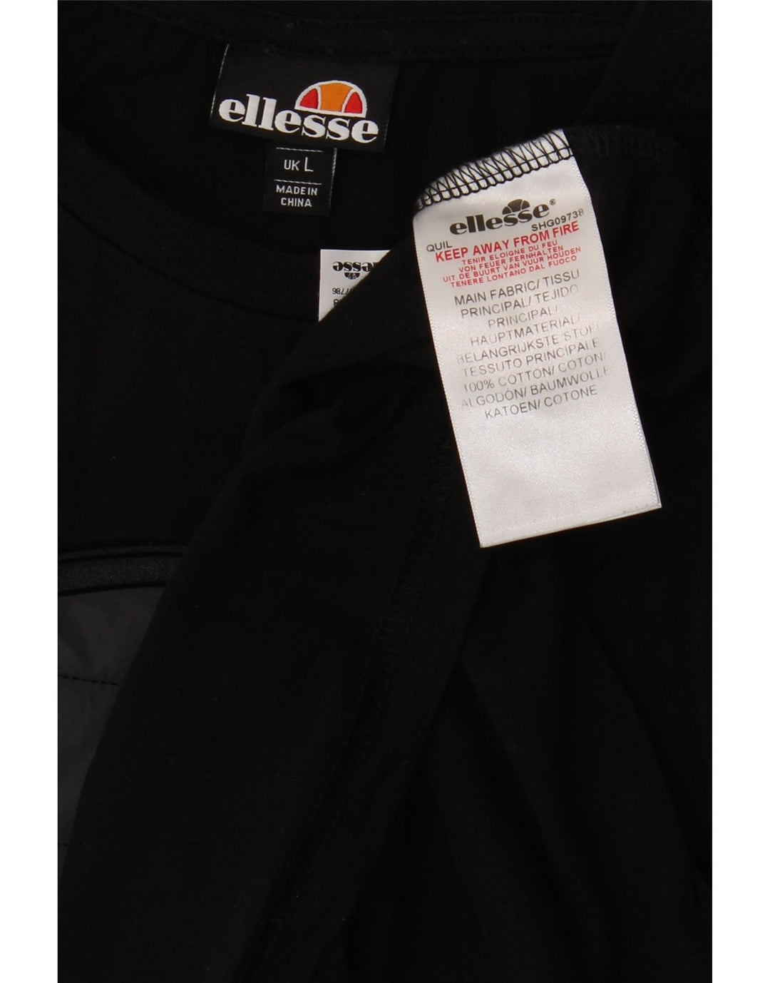 Ellesse Mens Graphic T-Shirt Top Large Black Cotton