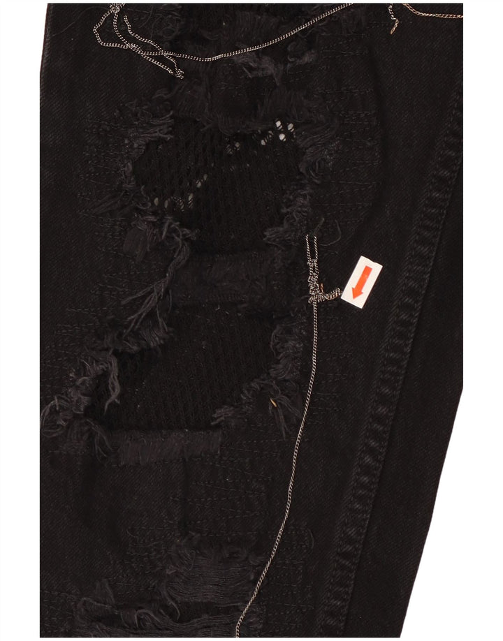 TOMMY HILFIGER Womens Distressed Tapered Jeans US 2 XS W25 L26 Black
