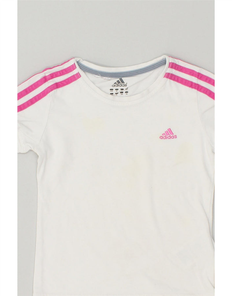 ADIDAS Girls T-Shirt Top 5-6 Years White Cotton | Vintage Adidas | Thrift | Second-Hand Adidas | Used Clothing | Messina Hembry 