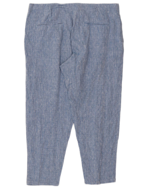 Marks & Spencer Womens High Waist Cropped Trousers UK 16 Large W37 L26 Blue