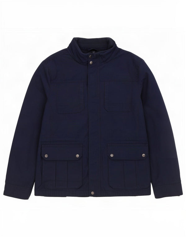 Fat Face Mens Hooded Utility Jacket UK 40 Large Navy Blue Polyester
