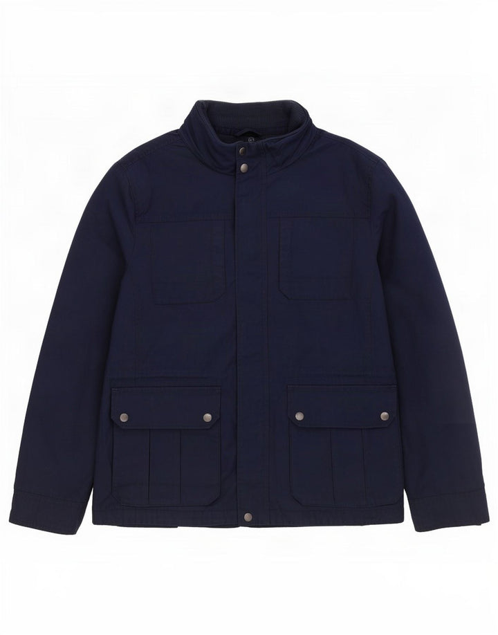 Fat Face Mens Hooded Utility Jacket UK 40 Large Navy Blue Polyester