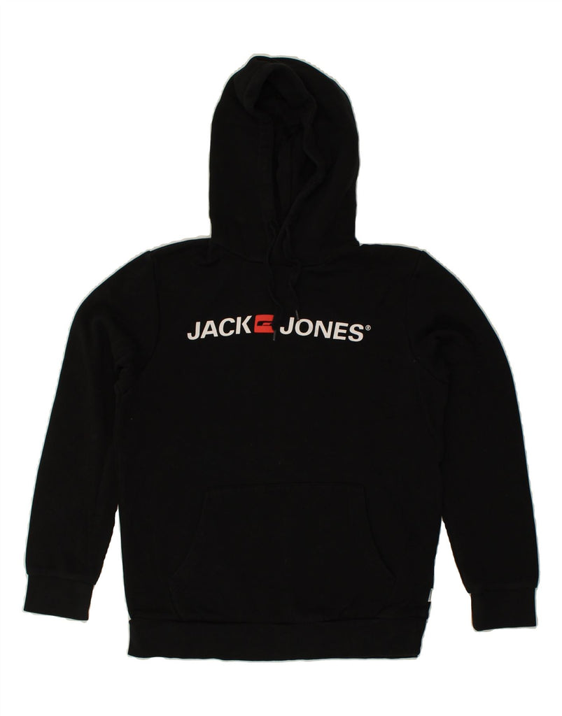 JACK & JONES Mens Graphic Hoodie Jumper Medium Black Cotton | Vintage Jack & Jones | Thrift | Second-Hand Jack & Jones | Used Clothing | Messina Hembry 