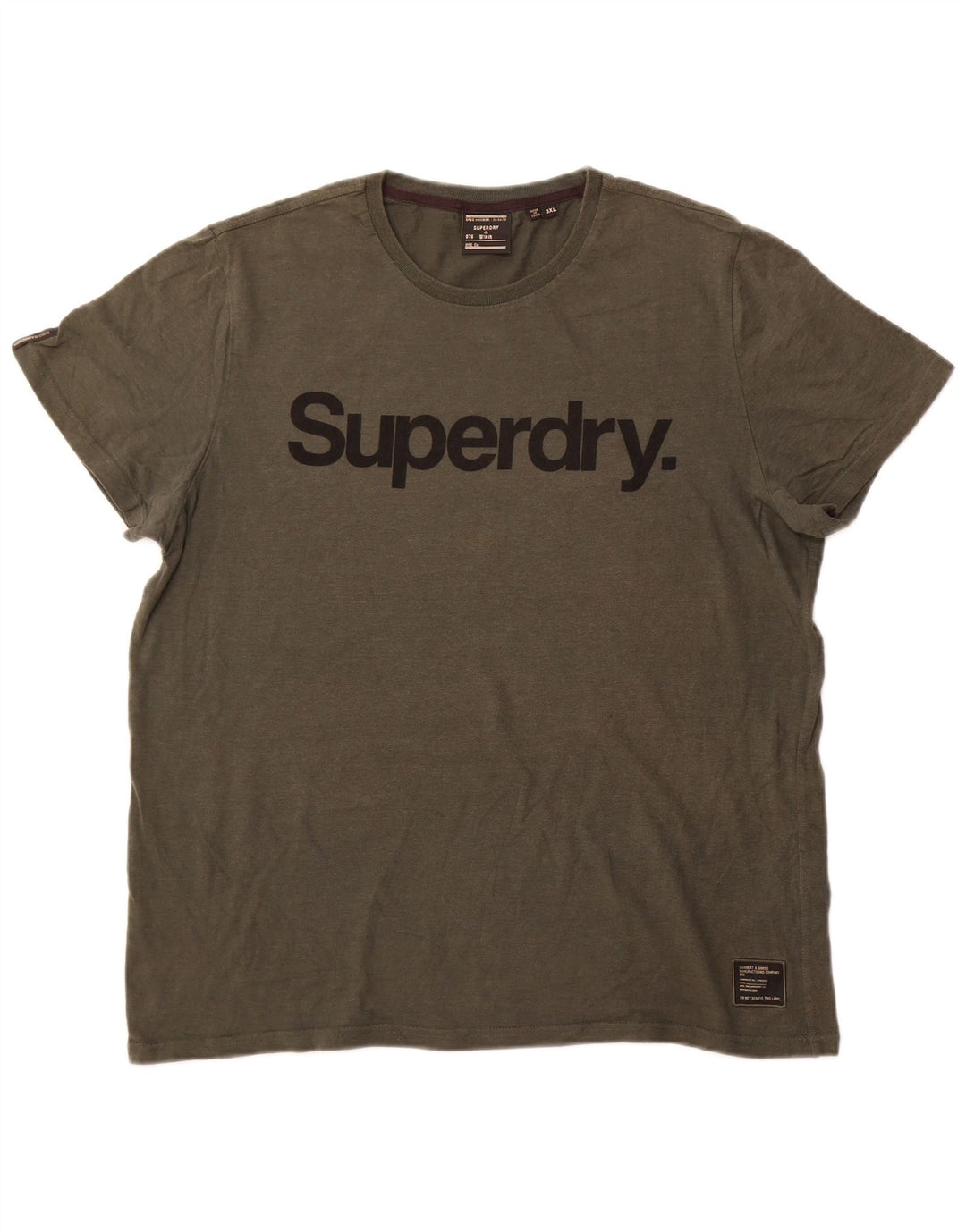 Superdry Mens Graphic T-Shirt Top 3XL Khaki Cotton
