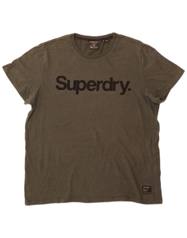 Superdry Mens Graphic T-Shirt Top 3XL Khaki Cotton