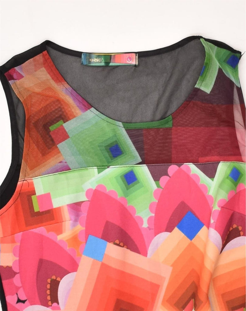 DESIGUAL Womens Shift Dress UK 14 Large Multicoloured Geometric Polyester | Vintage Desigual | Thrift | Second-Hand Desigual | Used Clothing | Messina Hembry 