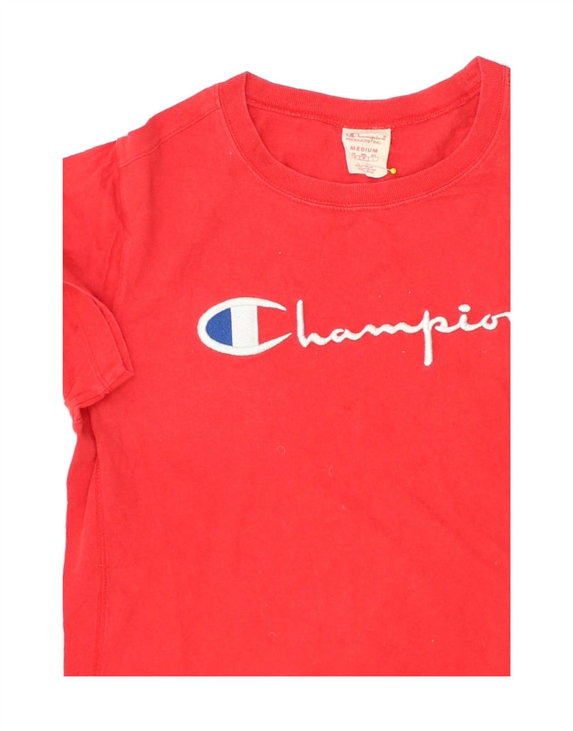 CHAMPION Womens Graphic T-Shirt Top UK 14 Medium Red Cotton | Vintage Champion | Thrift | Second-Hand Champion | Used Clothing | Messina Hembry 