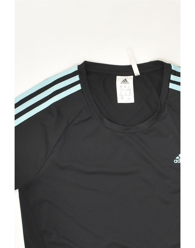 ADIDAS Womens T-Shirt Top UK 12/14 Medium Black Polyester | Vintage Adidas | Thrift | Second-Hand Adidas | Used Clothing | Messina Hembry 