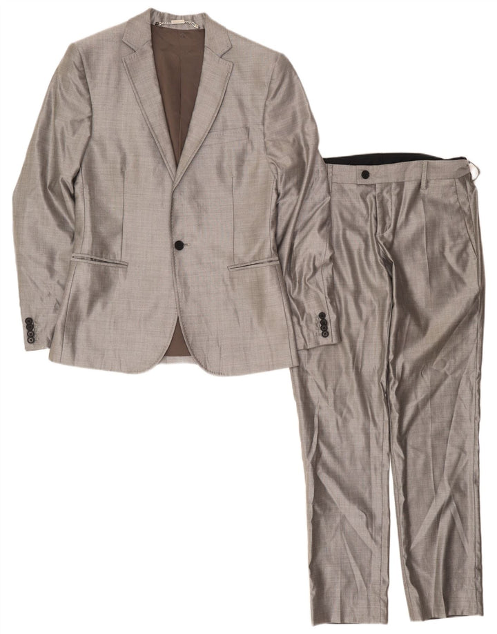 Bikkembergs Mens 1 Button 2 Piece Suit IT 46 Small W34 L36 Grey Wool