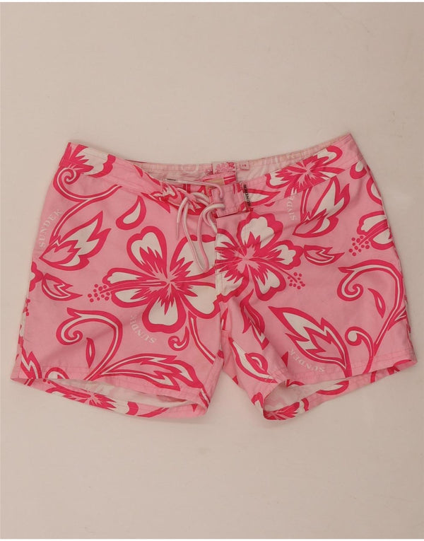 Sundek Girls Swimming Shorts 13-14 Years W29 Pink Floral Polyester