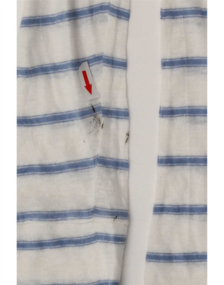Marks & Spencer Womens Blouse Top UK 14 Medium White Striped Polyester