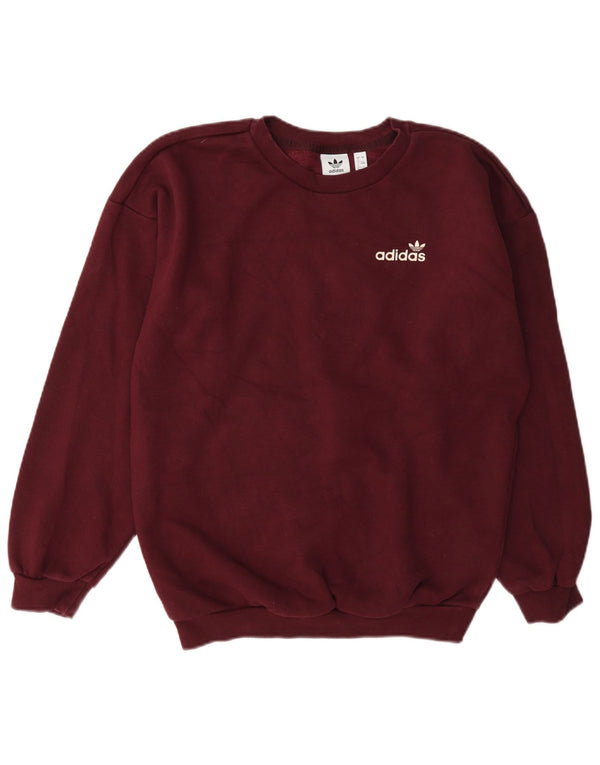 Adidas Womens Oversized Sweatshirt Jumper UK 4 XS Burgundy Cotton