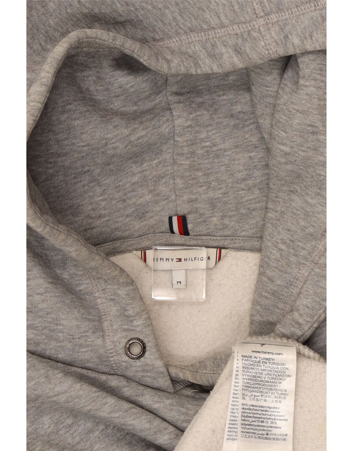 TOMMY HILFIGER Womens Oversized Graphic Hoodie Jumper UK 14 Medium Grey