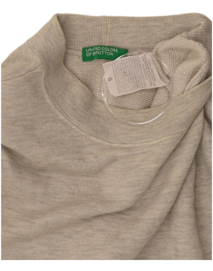 BENETTON Mens Graphic Sweatshirt Jumper Small Grey Colourblock Cotton