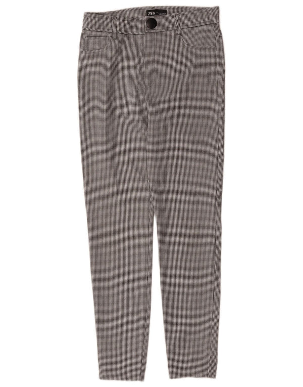 Zara Womens Slim Casual Trousers Medium W28 L27 Black Houndstooth