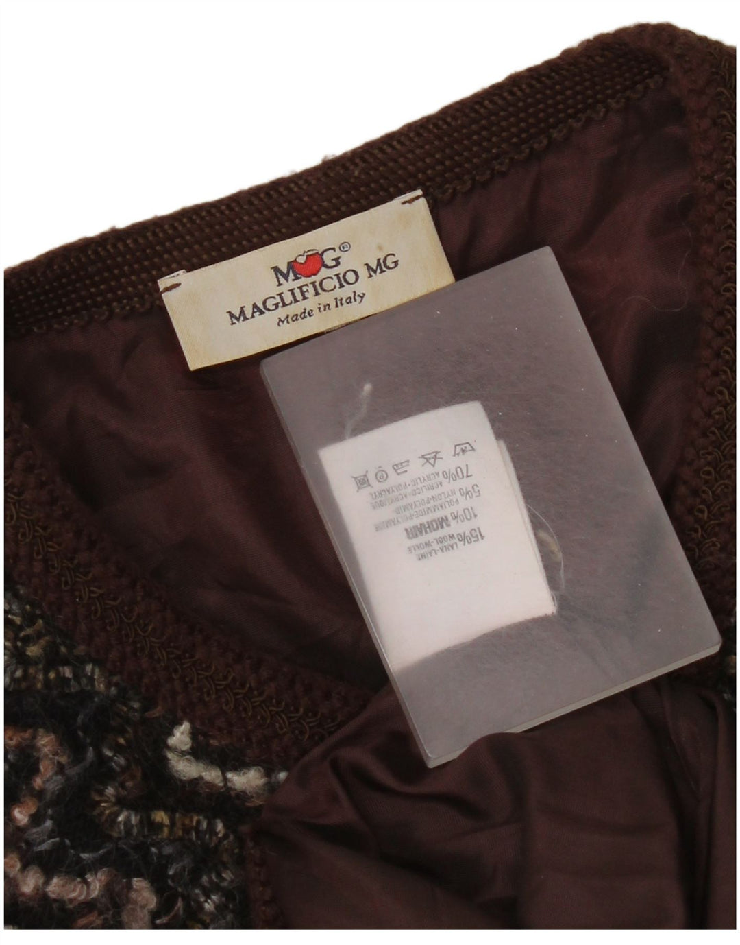 Maglificio Womens 5 Button Blazer Jacket UK 16 Large Brown Chevron Wool
