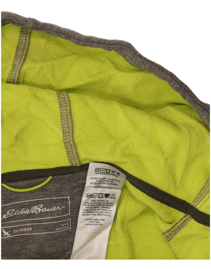 EDDIE BAUER Mens Zip Hoodie Sweater Large Grey Polyester