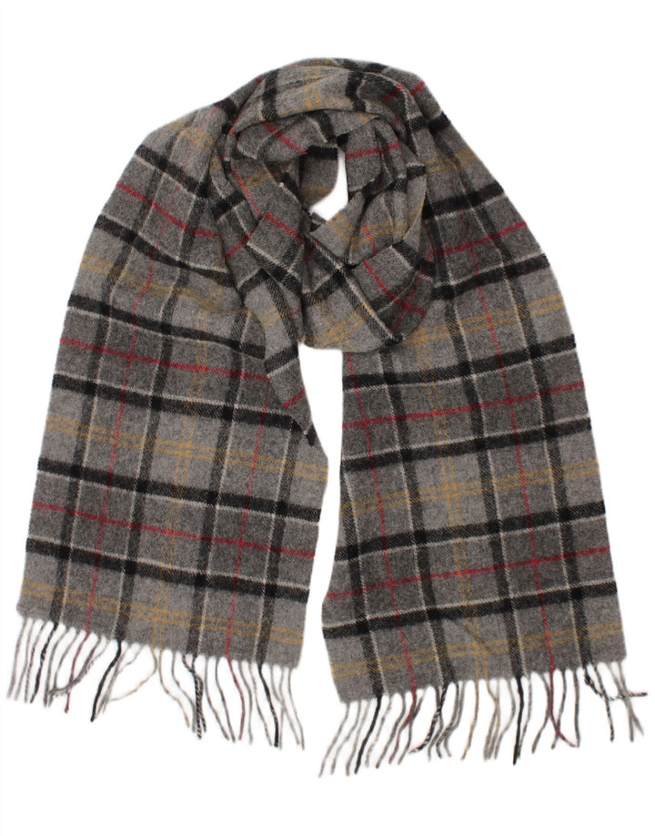 Barbour Mens Rectangle Scarf One Size Grey Plaid Lambswool Classic