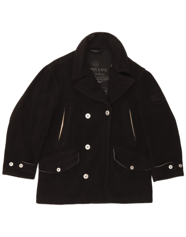 Murphy & Nye Womens Oversized Pea Coat UK 14 Medium Black Wool