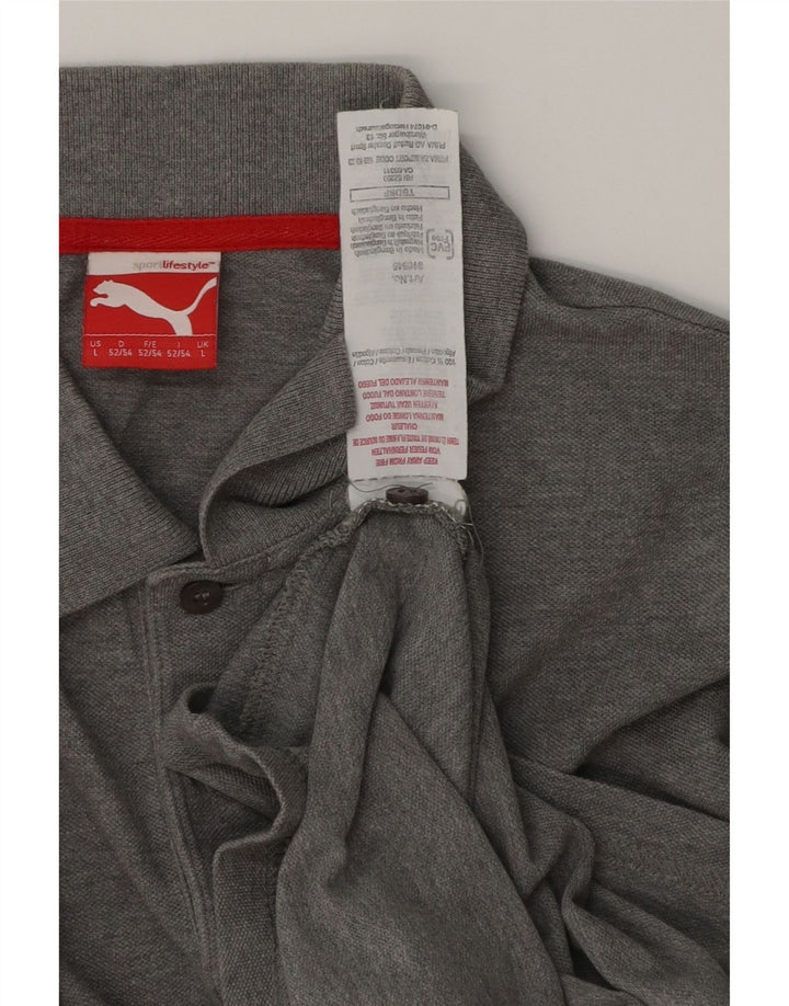 Puma Mens Polo Shirt Large Grey Cotton