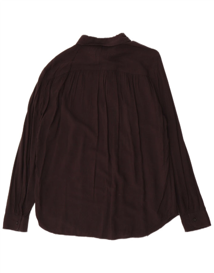 Benetton Womens Oversized Shirt Blouse UK 16 Large Black Viscose