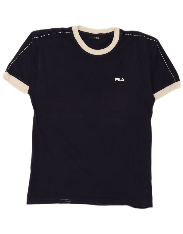 FILA Mens Graphic T-Shirt Top Medium Navy Blue Cotton