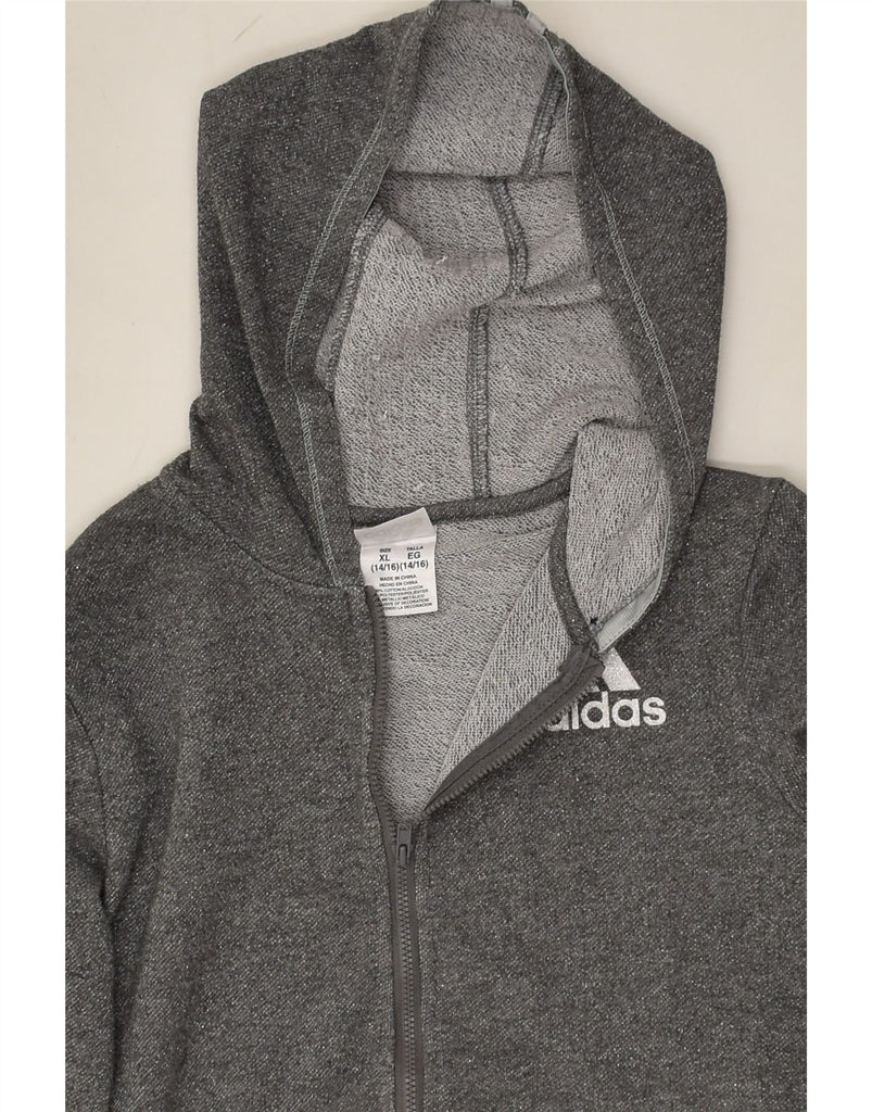 ADIDAS Girls Zip Hoodie Sweater 14-15 Years XL Grey Cotton | Vintage Adidas | Thrift | Second-Hand Adidas | Used Clothing | Messina Hembry 