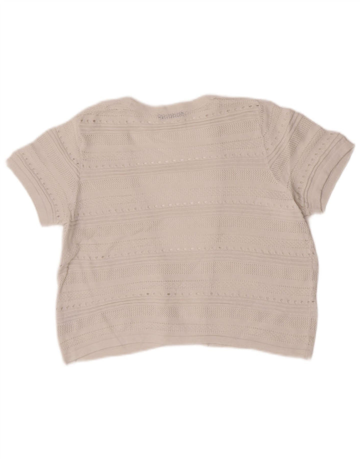 M&Co Womens Crop Short Sleeve Open Cardigan Sweater UK 12 Medium White