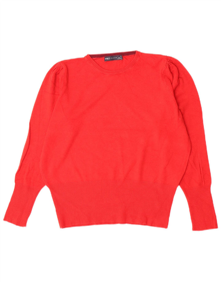 Marks & Spencer Womens Crew Neck Jumper Sweater UK 14 Medium  Red Viscose