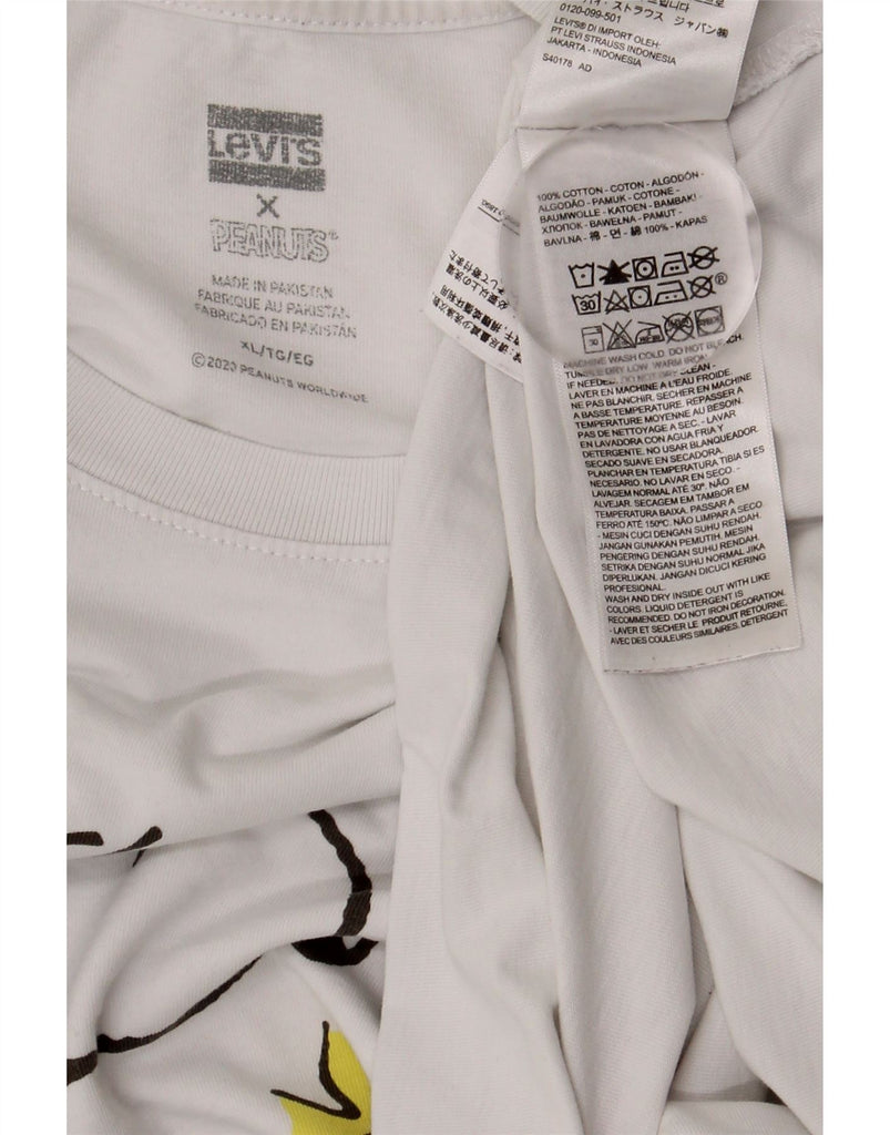 LEVI'S Mens Peanuts Graphic T-Shirt Top XL White Cotton Vintage Levi's and Second-Hand Levi's from Messina Hembry 