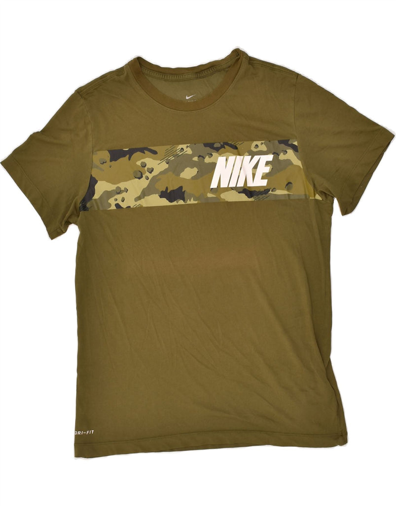 NIKE Mens Graphic T-Shirt Top Large Khaki Cotton | Vintage Nike | Thrift | Second-Hand Nike | Used Clothing | Messina Hembry 