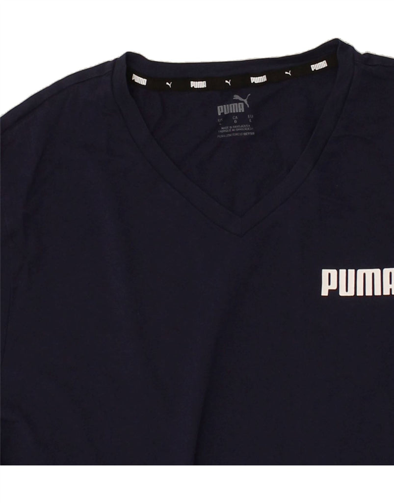 PUMA Mens T-Shirt Top Large Navy Blue Cotton | Vintage Puma | Thrift | Second-Hand Puma | Used Clothing | Messina Hembry 