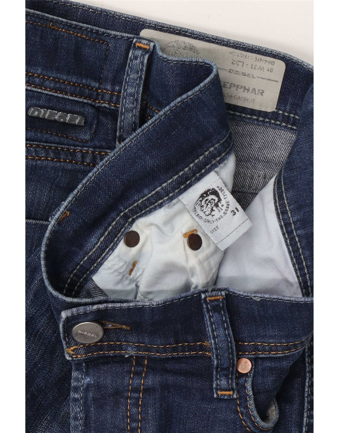 Diesel Mens Tepphar Regular Carrot Slim Jeans W31 L32 Blue