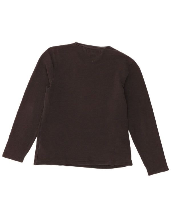 Tommy Hilfiger Womens Top Long Sleeve UK 16 Large Black Cotton