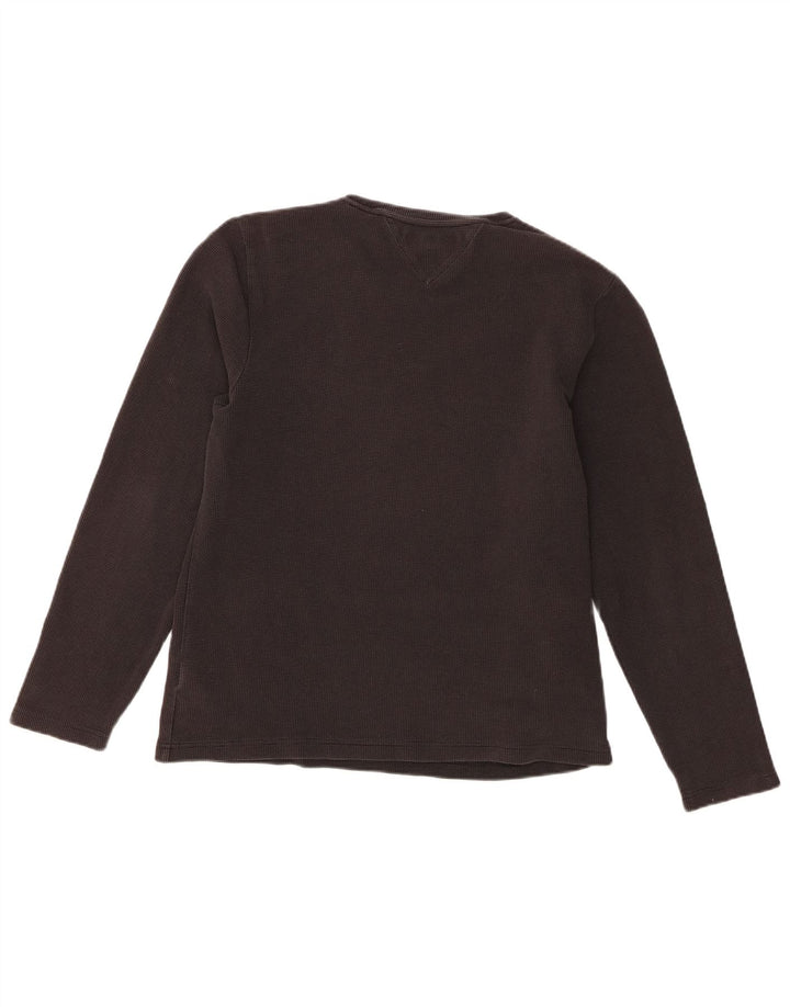 Tommy Hilfiger Womens Top Long Sleeve UK 16 Large Black Cotton