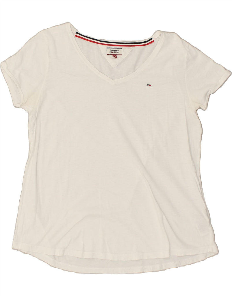 TOMMY HILFIGER Womens T-Shirt Top UK 18 XL White Cotton | Vintage Tommy Hilfiger | Thrift | Second-Hand Tommy Hilfiger | Used Clothing | Messina Hembry 