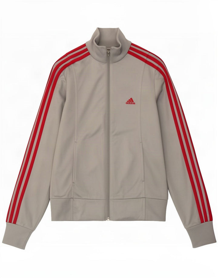 Adidas Womens Tracksuit Top Jacket UK 10 Small Grey Polyester