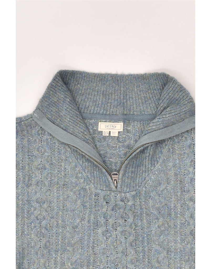 FAT FACE Womens Zip Neck Jumper Sweater UK 8 Small Blue Nylon | Vintage Fat Face | Thrift | Second-Hand Fat Face | Used Clothing | Messina Hembry 