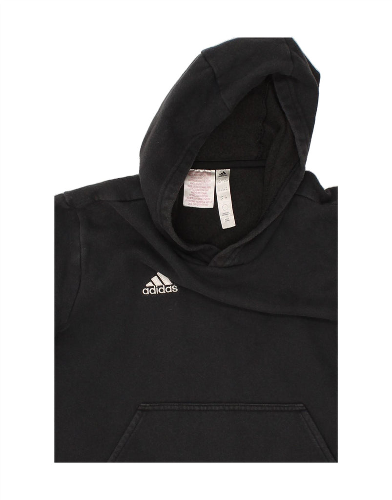 ADIDAS Boys Graphic Hoodie Jumper 13-14 Years Black Cotton | Vintage Adidas | Thrift | Second-Hand Adidas | Used Clothing | Messina Hembry 