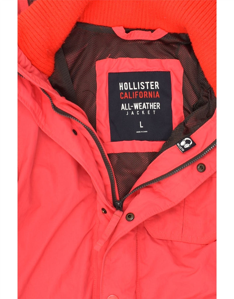 HOLLISTER Mens Hooded Windbreaker Jacket UK 40 Large Red Nylon | Vintage Hollister | Thrift | Second-Hand Hollister | Used Clothing | Messina Hembry 