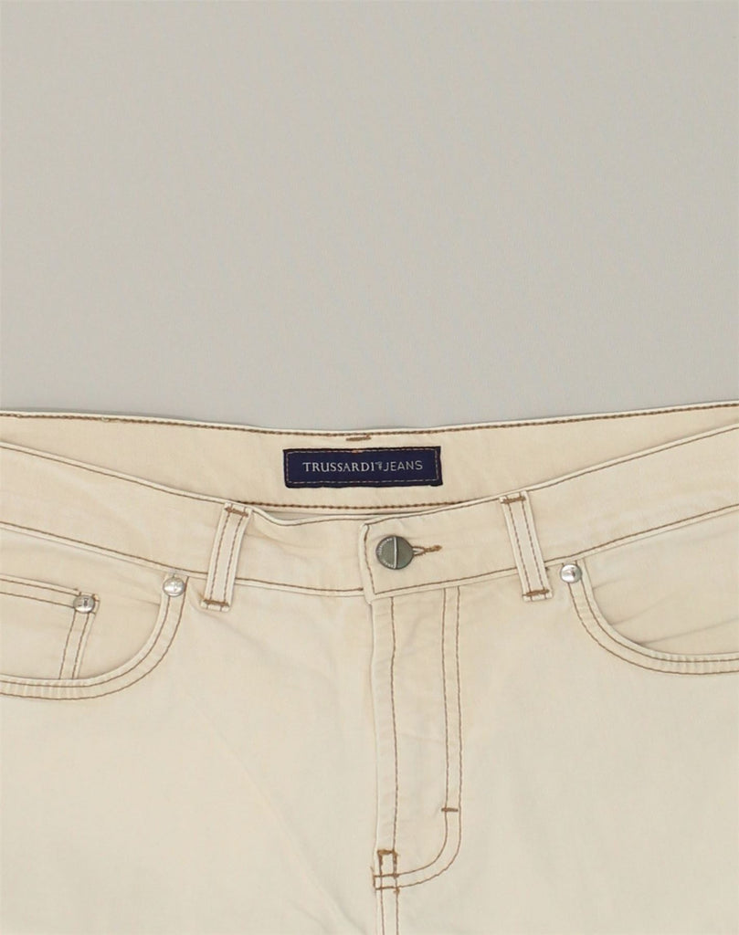 TRUSSARDI JEANS Womens Straight Jeans W34 L30 Beige Cotton | Vintage Trussardi Jeans | Thrift | Second-Hand Trussardi Jeans | Used Clothing | Messina Hembry 