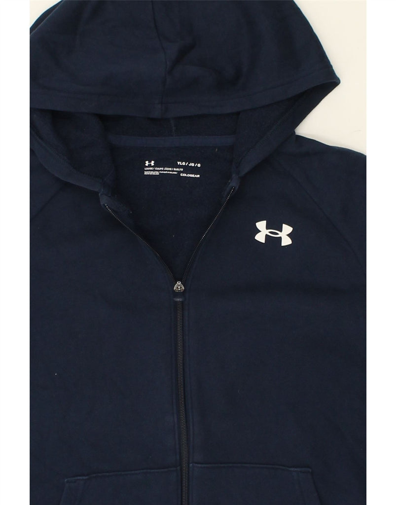 UNDER ARMOUR Boys Cold Gear Zip Hoodie Sweater 11-12 Years Large Navy Blue | Vintage Under Armour | Thrift | Second-Hand Under Armour | Used Clothing | Messina Hembry 