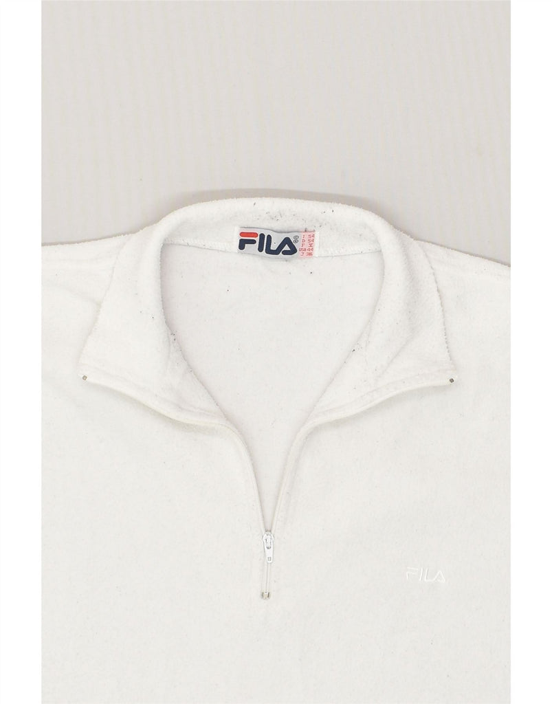 FILA Mens Zip Neck Fleece Jumper IT 54 XL White Polyester | Vintage Fila | Thrift | Second-Hand Fila | Used Clothing | Messina Hembry 