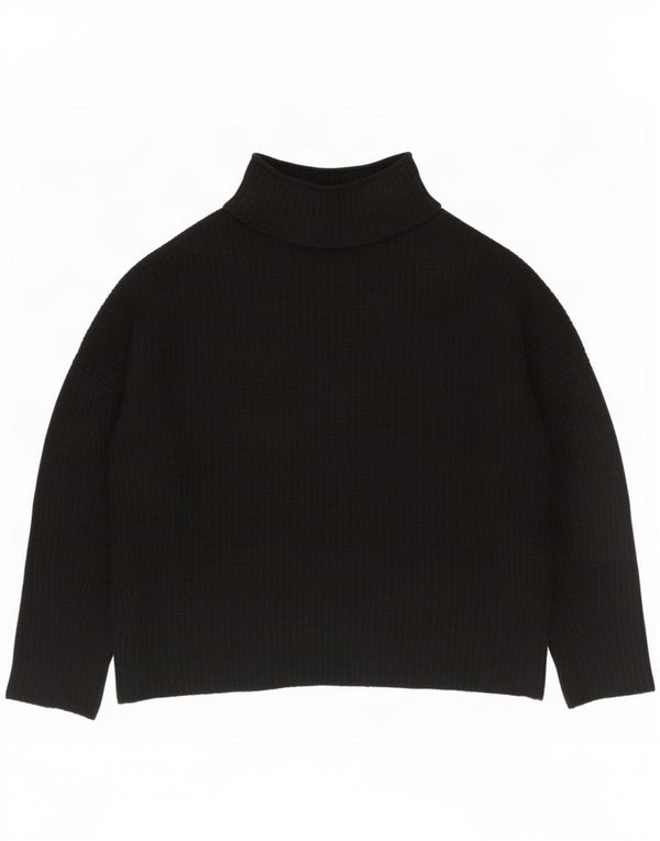 Massimo Dutti Womens Turtle Neck Jumper Sweater UK 14 Medium Black