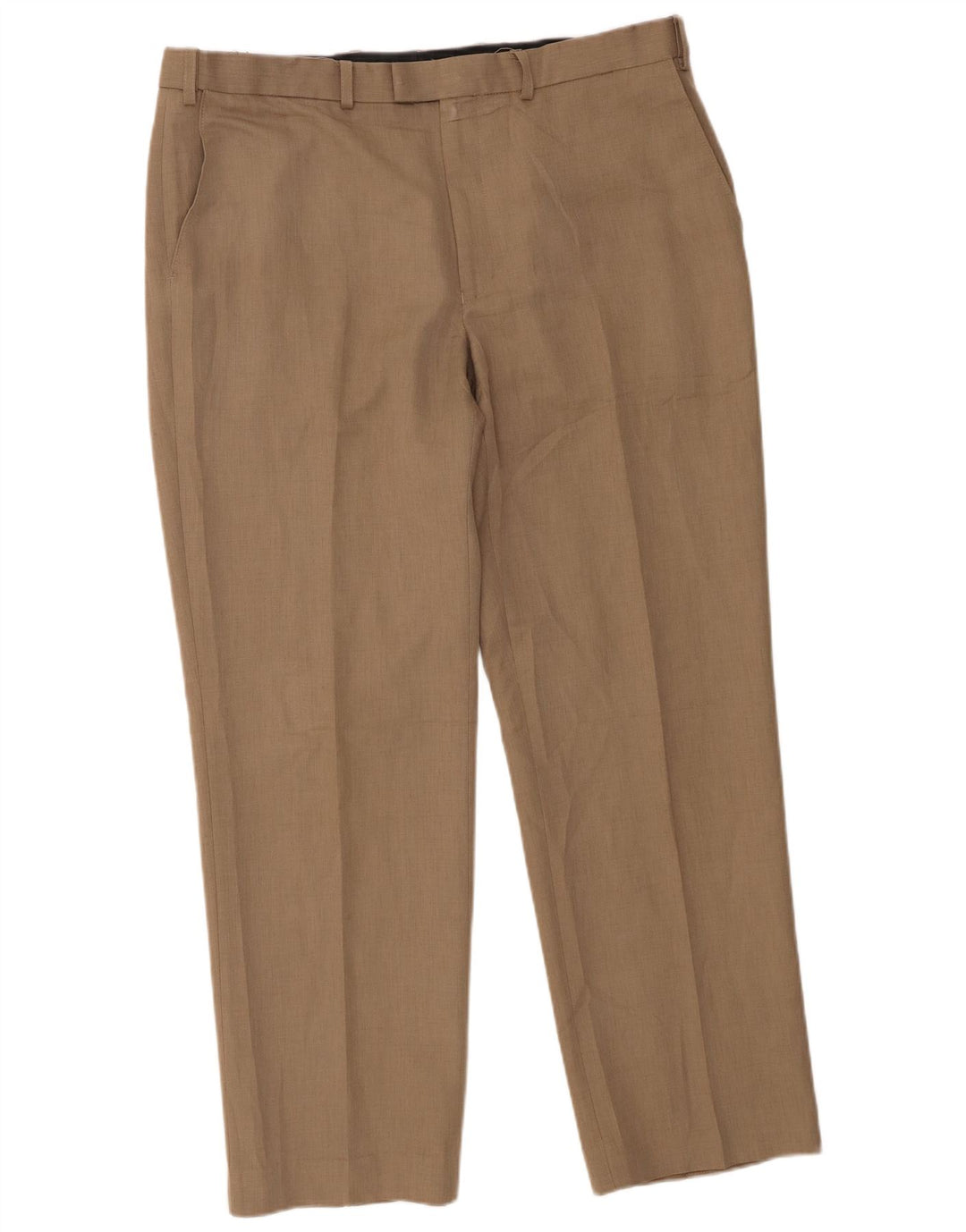 Marks & Spencer Mens Straight Suit Trousers W38 L31 Beige Polyester
