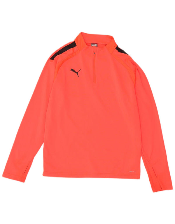 PUMA Boys Zip Neck Pullover Tracksuit Top 11-12 Years Red Colourblock