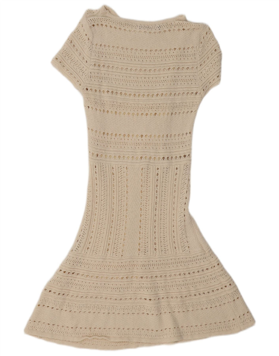 Zara Womens See Through Short Sleeves Jumper Dress UK 12 Medium Off White